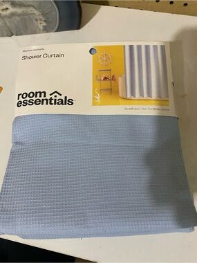 Room Essentials Light Blue Waffle Weave Shower Curtain